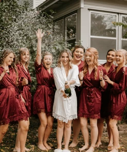 Kennedy Blue Satin And Lace Bridal And Bridesmaid Robes