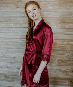 Kennedy Blue Satin And Lace Bridal And Bridesmaid Robes