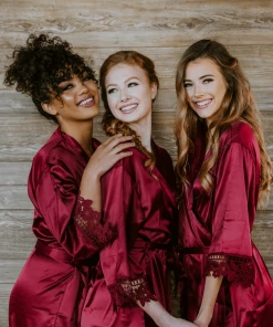 Kennedy Blue Satin And Lace Bridal And Bridesmaid Robes