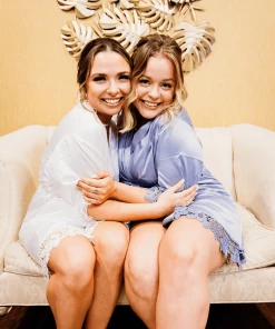 Kennedy Blue Satin And Lace Bridal And Bridesmaid Robes