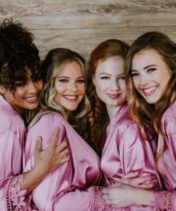 Kennedy Blue Satin And Lace Bridal And Bridesmaid Robes