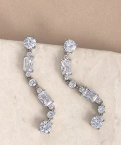 Kennedy Blue Accessories Long Crystal Rectangle Earrings