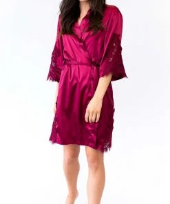 Kennedy Blue Silky Lace Bridal And Bridesmaid Robes Accessories