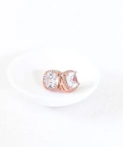 Kennedy Blue Rose Gold Cushion Cut Earrings Accessories