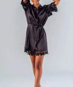 Kennedy Blue Satin And Lace Bridal And Bridesmaid Robes