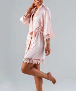 Kennedy Blue Satin And Lace Bridal And Bridesmaid Robes