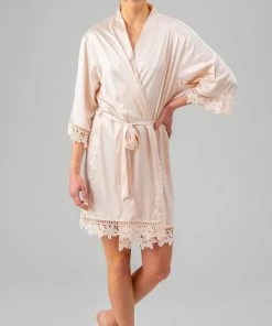 Kennedy Blue Satin And Lace Bridal And Bridesmaid Robes