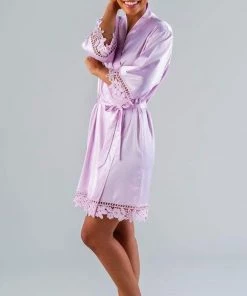 Kennedy Blue Satin And Lace Bridal And Bridesmaid Robes
