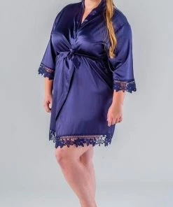 Kennedy Blue Satin And Lace Bridal And Bridesmaid Robes