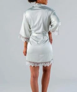 Kennedy Blue Satin And Lace Bridal And Bridesmaid Robes