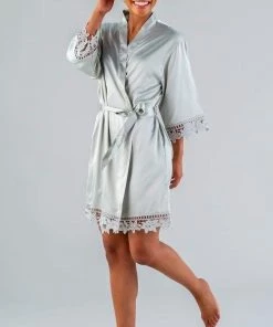 Kennedy Blue Satin And Lace Bridal And Bridesmaid Robes