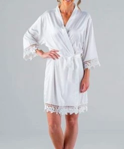 Kennedy Blue Satin And Lace Bridal And Bridesmaid Robes