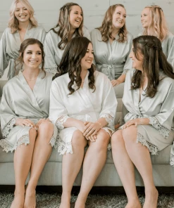 Kennedy Blue Satin And Lace Bridal And Bridesmaid Robes