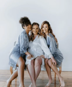 Kennedy Blue Satin And Lace Bridal And Bridesmaid Robes