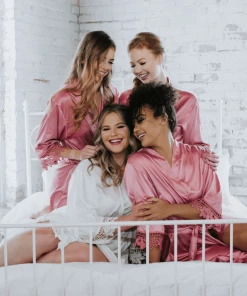 Kennedy Blue Satin And Lace Bridal And Bridesmaid Robes