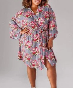 Kennedy Blue Floral Bridesmaid Robe 33 Kennedy Blue Floral Bridesmaid Robe