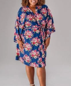 Kennedy Blue Floral Bridesmaid Robe 35 Kennedy Blue Floral Bridesmaid Robe