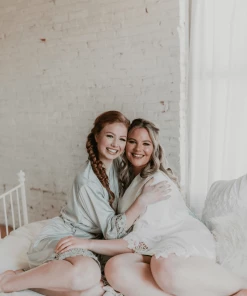 Kennedy Blue Satin And Lace Bridal And Bridesmaid Robes