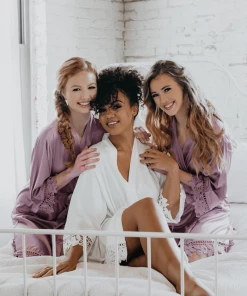 Kennedy Blue Satin And Lace Bridal And Bridesmaid Robes