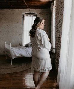 Kennedy Blue Satin And Lace Bridal And Bridesmaid Robes