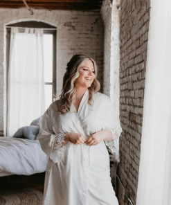 Kennedy Blue Satin And Lace Bridal And Bridesmaid Robes